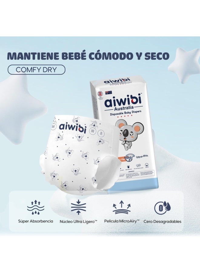 aiwibi حفاضات أطفال قابلة للتصرف مريحة وجافة - (متوسط، 48، عدد) - Image 4